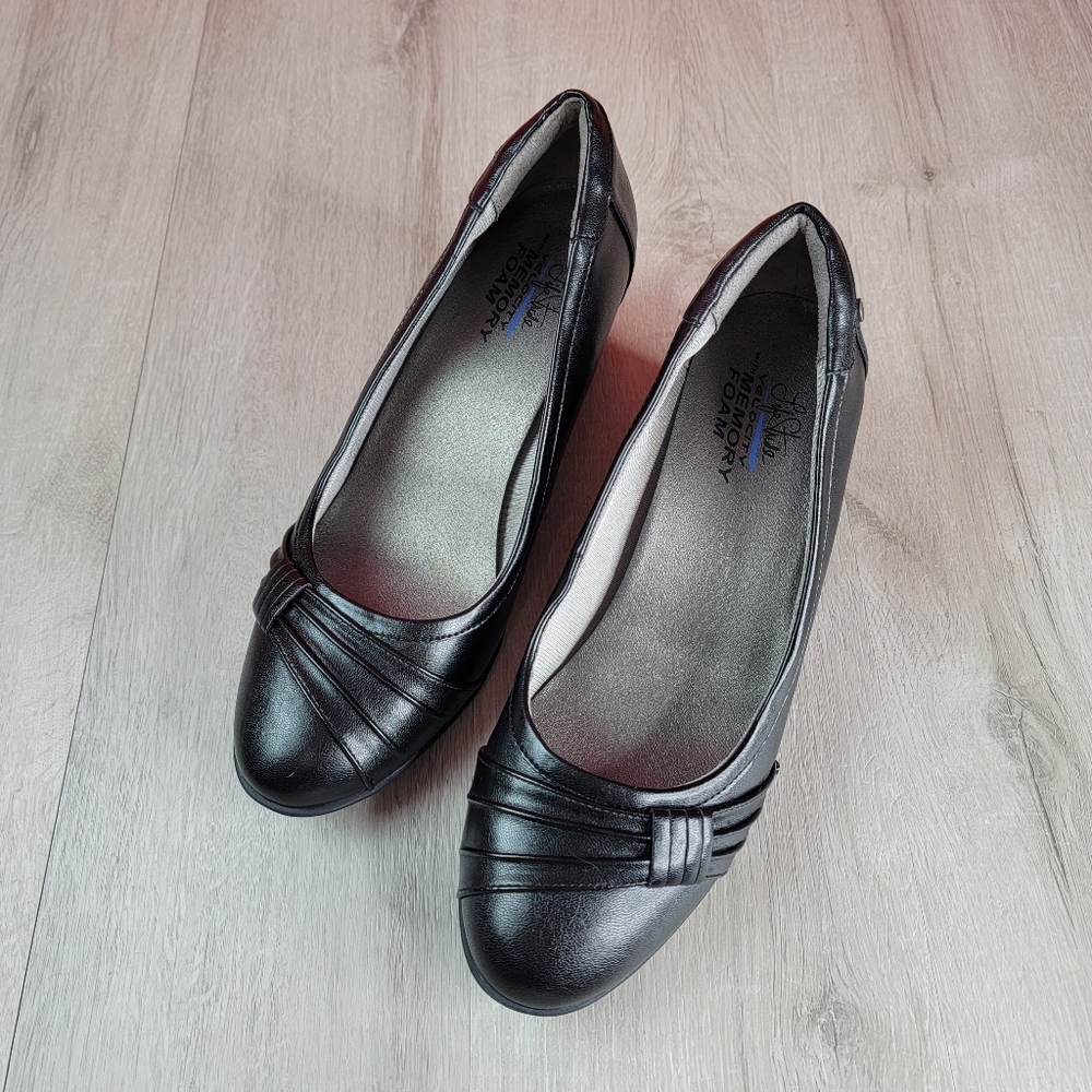 Life Stride Velocity Black Size 9 Slip On Low Wedge Heels Memory Foam Round Toe